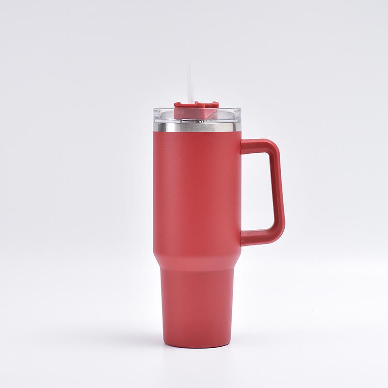 Кружка для путешествий из нержавеющей стали 40 унций с ручкой и соломинкой - Изолированная для горячих и холодных напитков, Настраиваемая