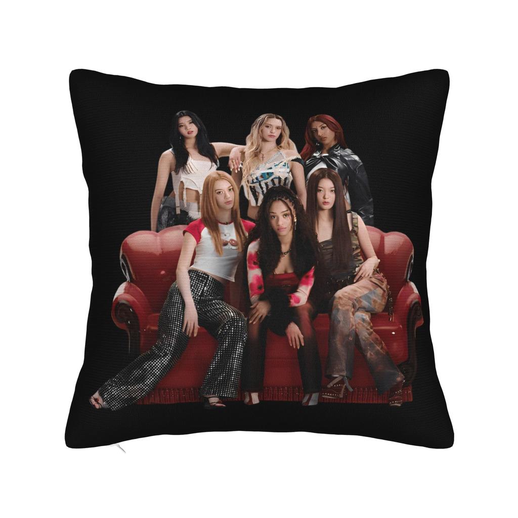Katseye Merch Sad Square Pillow Case Polyester Cushions For Sofa Pop Music 45*45Cm Cushion Covers