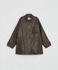 LOW TIDE Drawstring Leather Half Jacket [Brown]