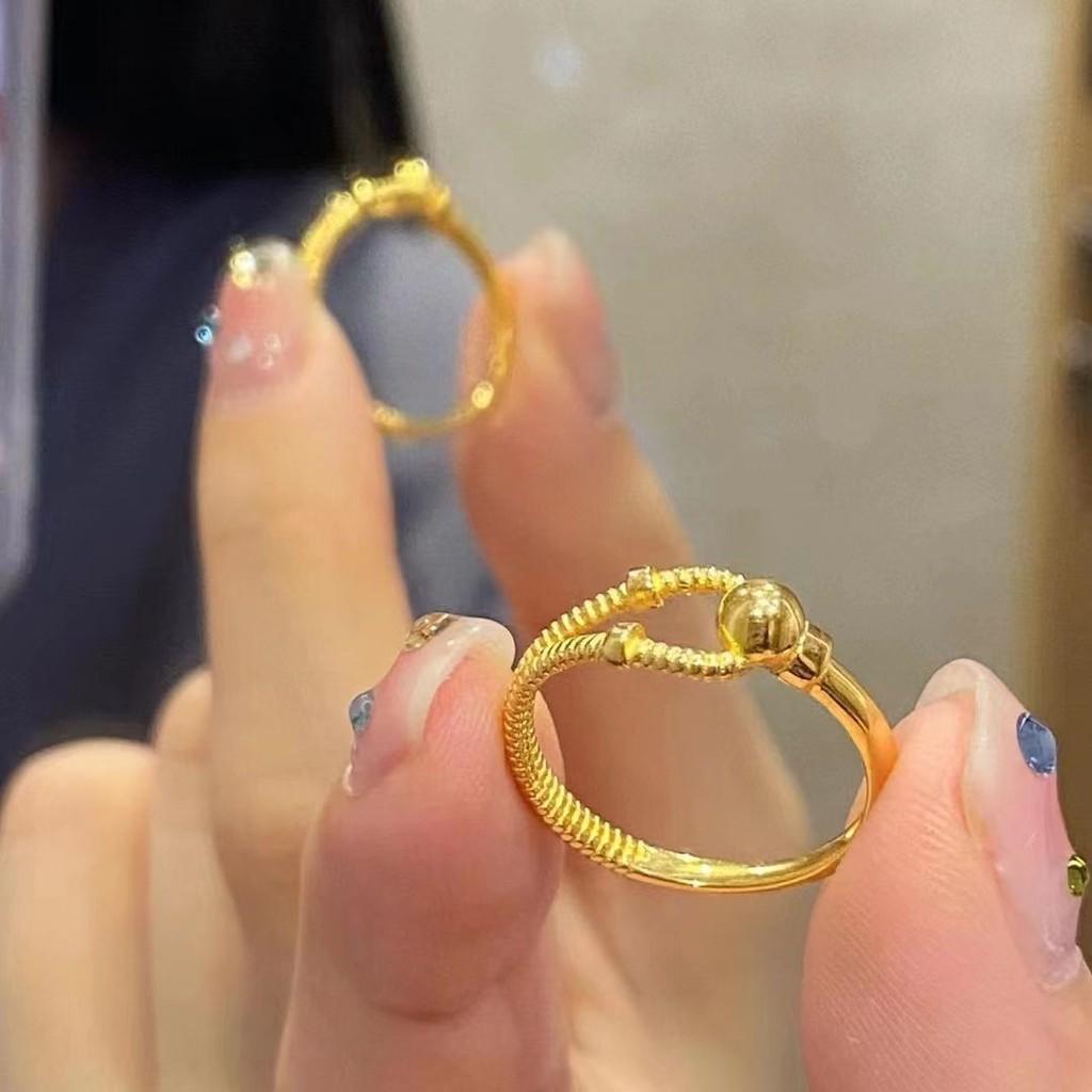 Unique Twisted Copper Gold Plated Adjustable Ring For Women Modern Style