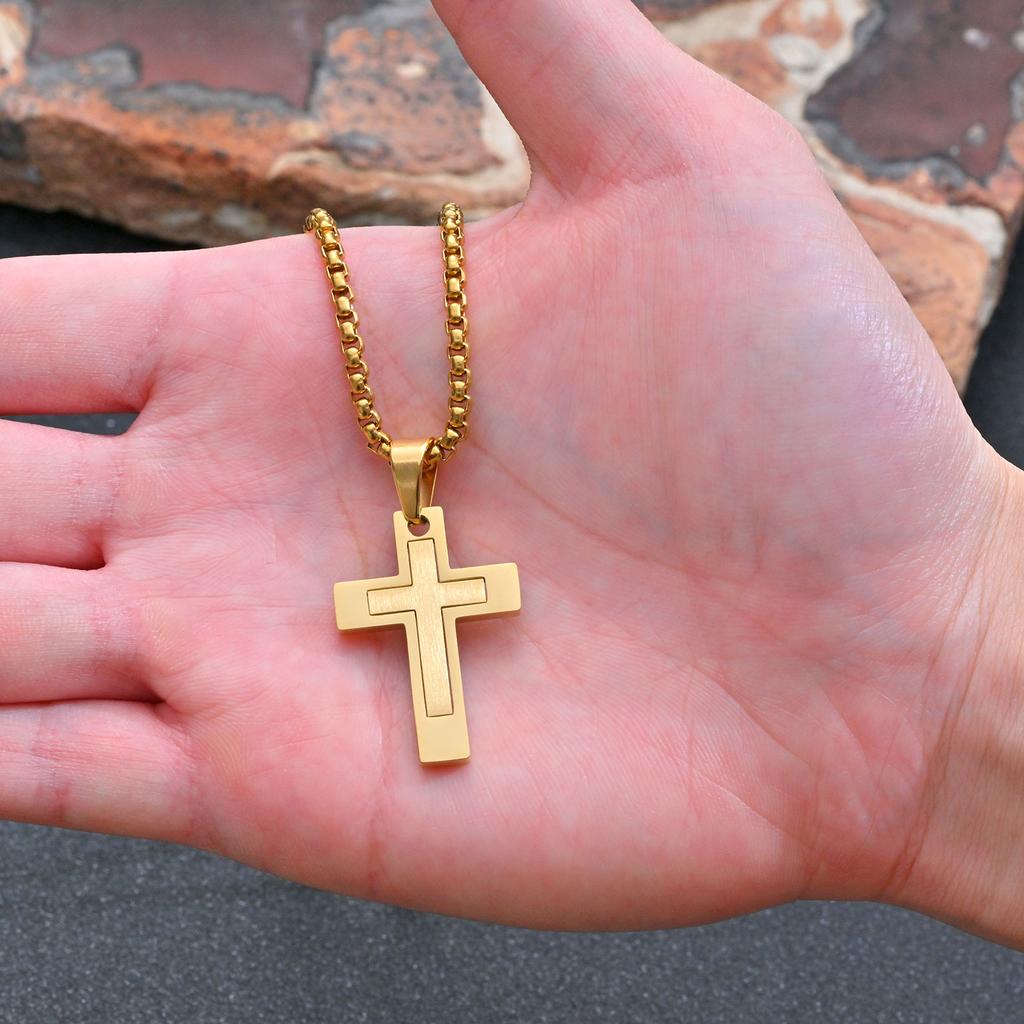 Мужские и мальчишеские necklaces с подвеской в виде креста, водонепроницаемые necklaces из нержавеющей стали, христианские религиозные украшения для молитвы, подарок