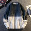 Men's Loose Pullover Round Neck Sweater Gradient Base Top
