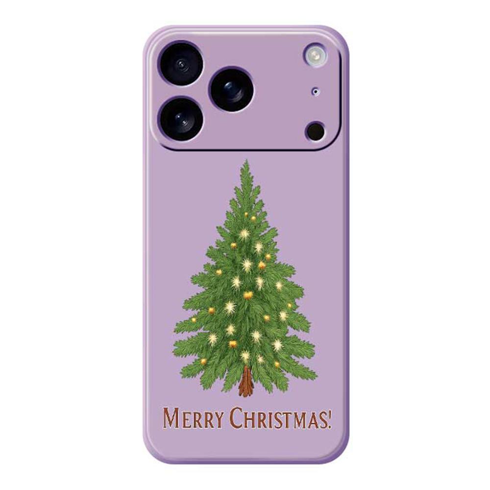 For iPhone 17 Pro Max Case Christmas Tree Pattern Printing Straight Edge TPU Phone Back Cover