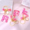 Pink Heart Letter Keychain With Tassel Pendant For Women Girls A-Z Resin Name Initials Keyring Handbag Accessories Jewelry Gift