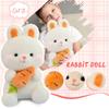 Мягкая игрушка, сидящая игрушка с короткими ушками, плюшевая кукла с морковкой, реалистичное украшение, милая мультяшная кукла, детский подарок на день рождения