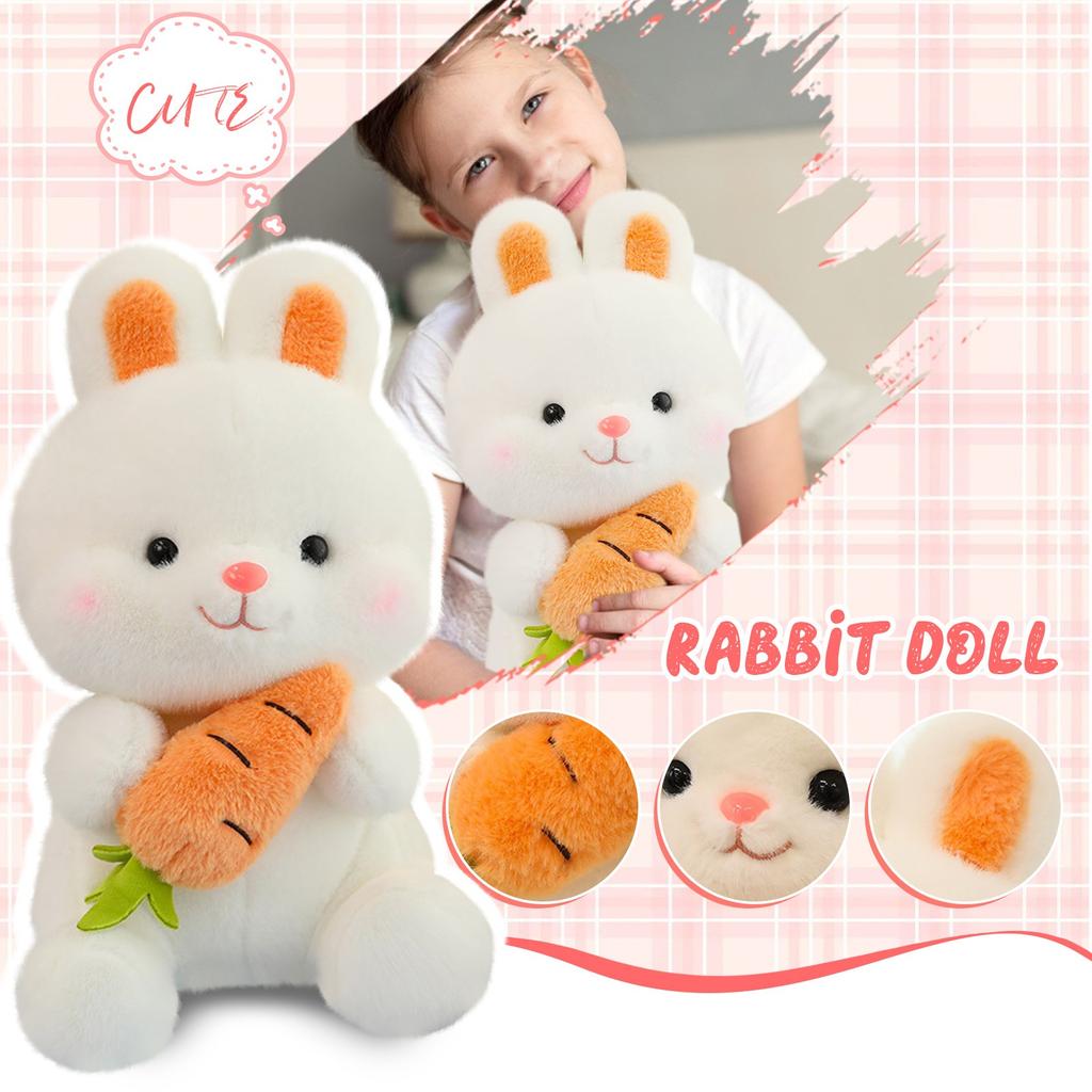 Мягкая игрушка, сидящая игрушка с короткими ушками, плюшевая кукла с морковкой, реалистичное украшение, милая мультяшная кукла, детский подарок на день рождения