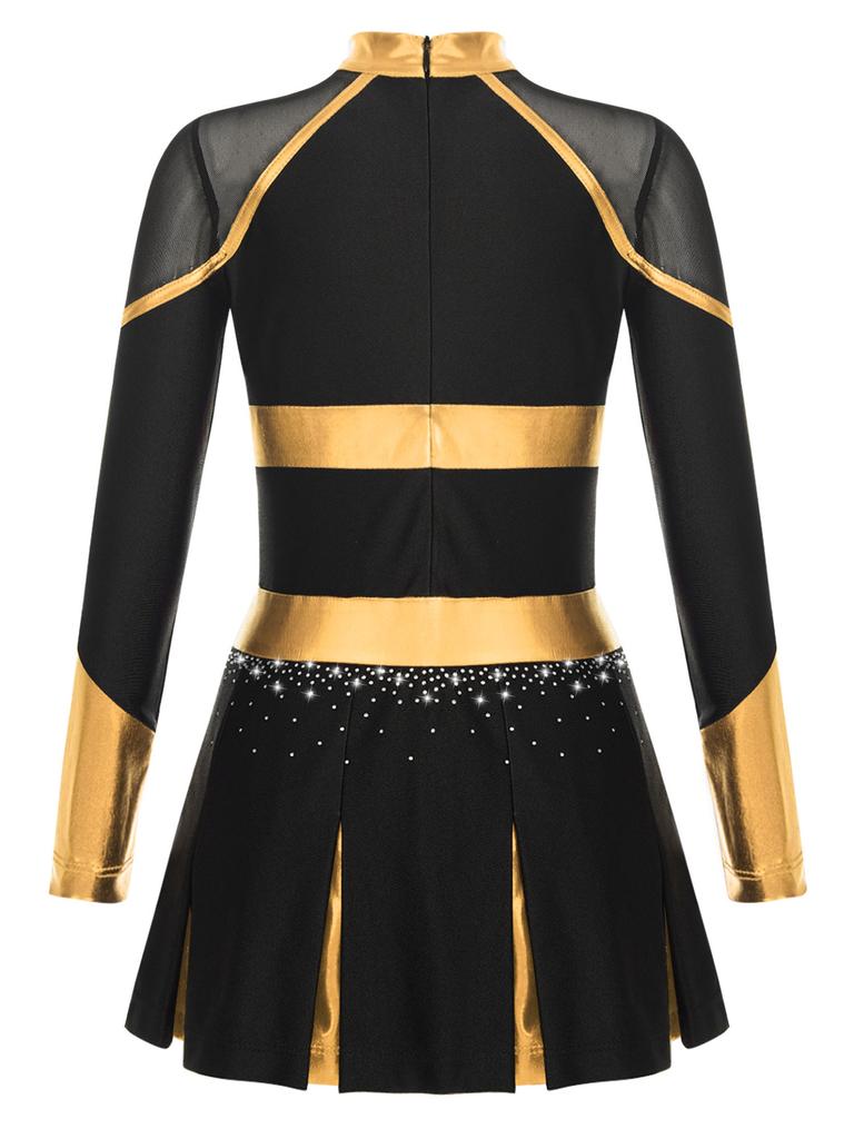 Униформа Черлидинга для девочек с длинными рукавами, танцевальное платье, карнавальная танцевальная одежда, детское танцевальное платье Черлидинга