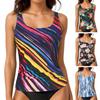 Женский купальник, топы, U-образный вырез, без рукавов, полосатый принт, жилет с подтяжками, нагрудный жилет, пляжный стиль, топы, одежда для отдыха и вечеринок
