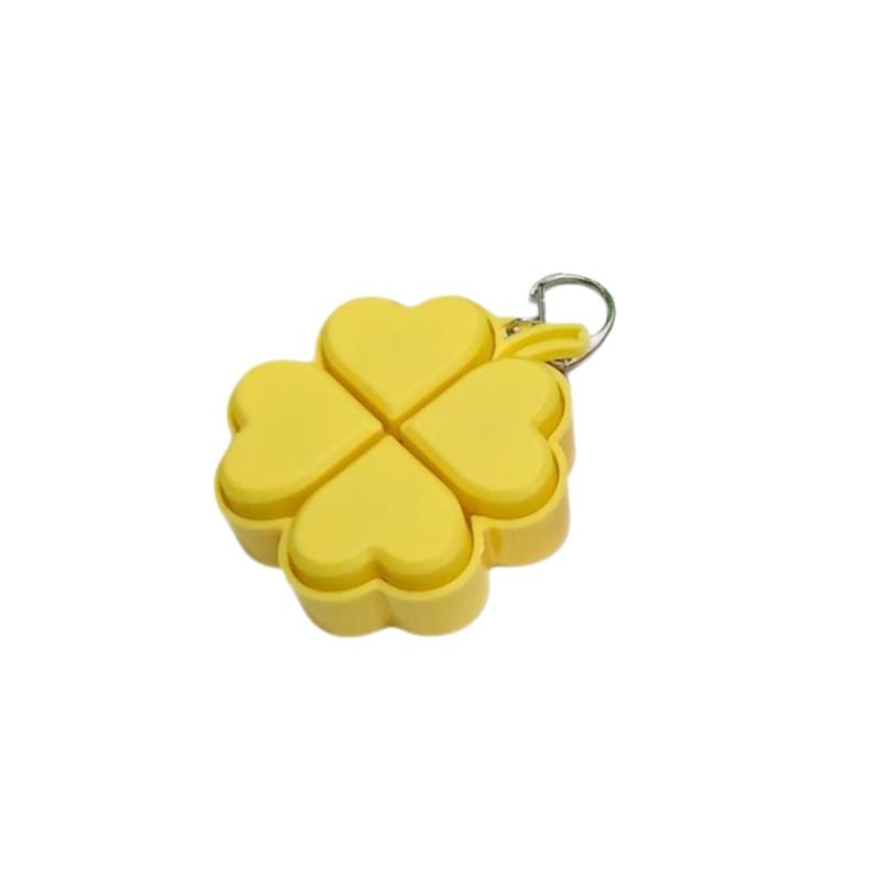 Stress Relief LED Keychain with Four-Leaf Clover Design Clickable Buttons for Everyday Use