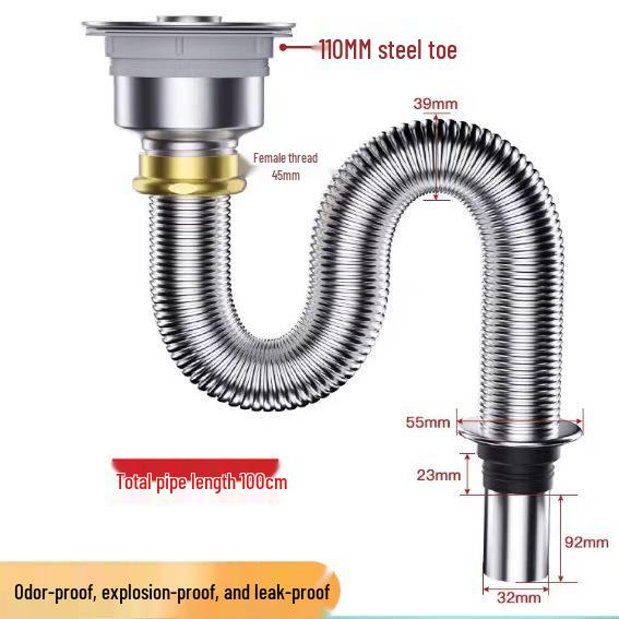 Stainless Steel Kitchen Sink Drainage Set with Leakproof Stopper (110)