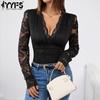 Women's Fashion Casual Spring Autumn Solid Color Print Long Sleeve V-Neck Blouses & Shirts