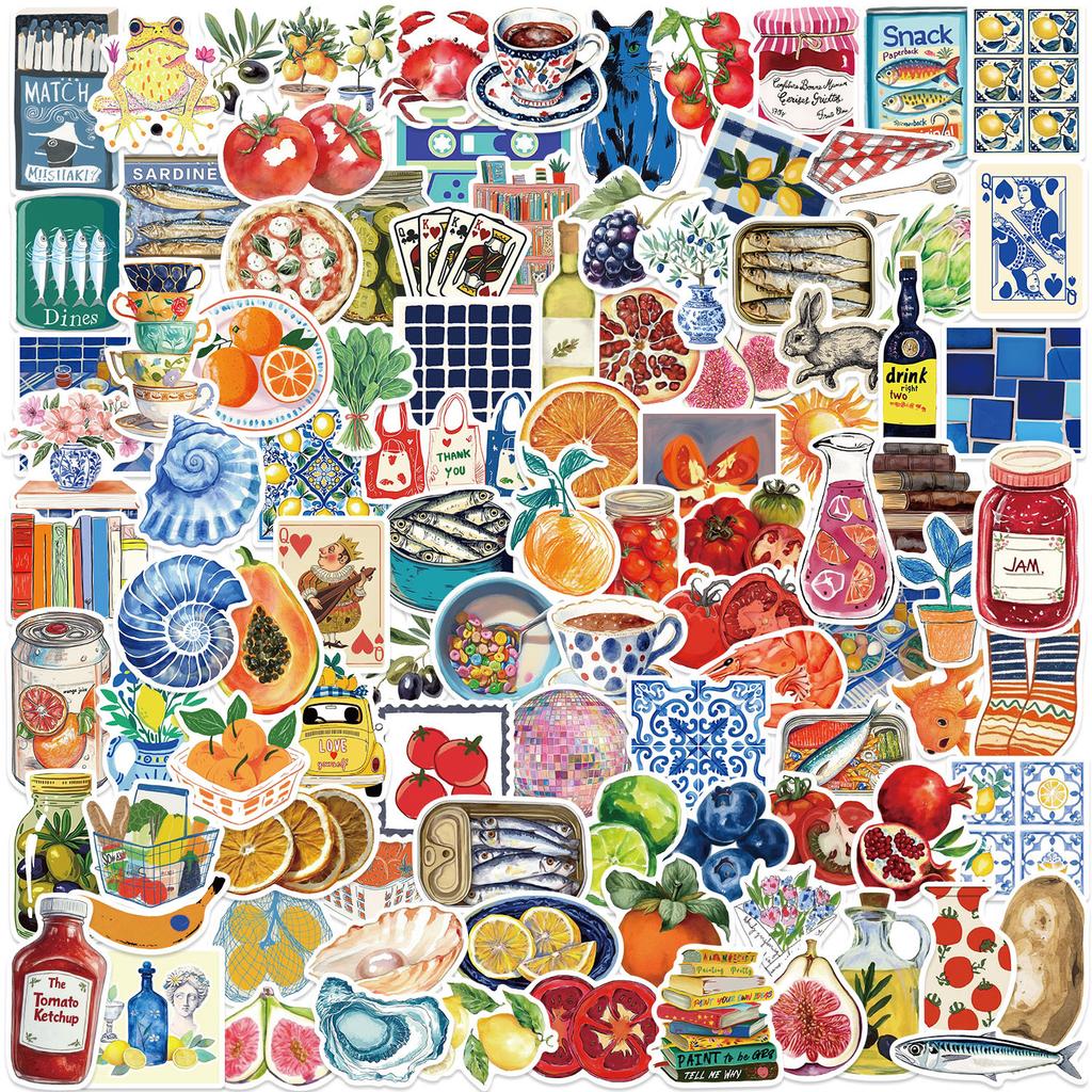 100 Мультяшных Средиземноморских Эстетичных Граффити Наклеек Сделай Сам Декоративные Гитара Блокнот Чемодан Сделай Сам Водонепроницаемые