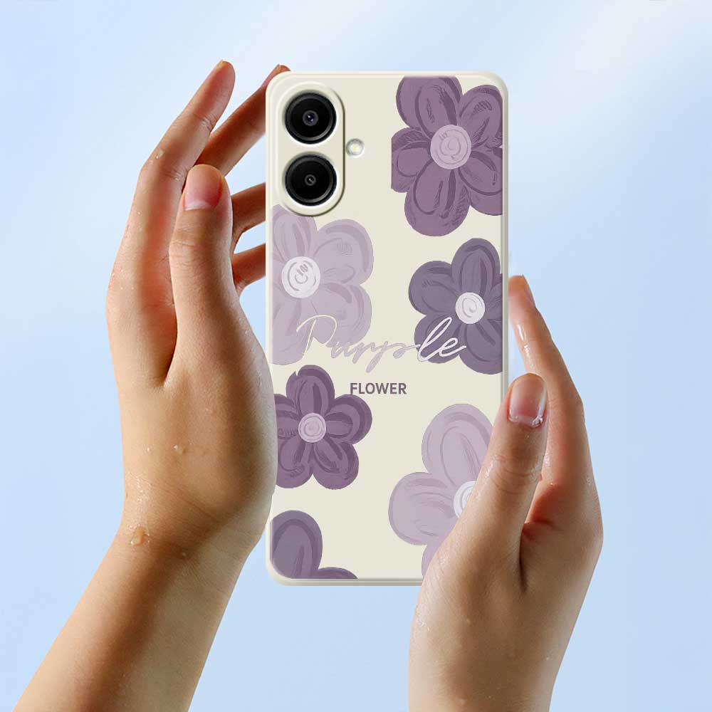 For Samsung Galaxy A07 4G Case Purple Flower Pattern Printing Straight Edge TPU Phone Back Cover