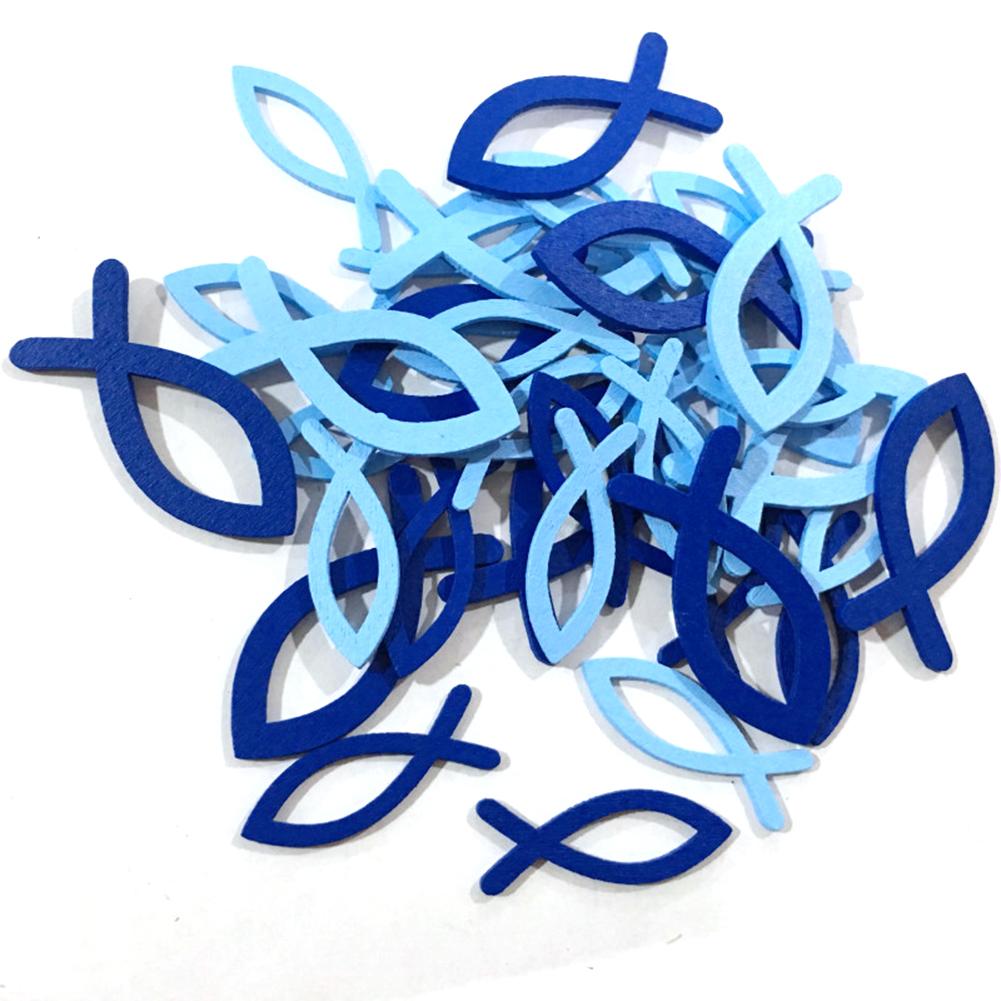 36 Pcs/pack Wooden  Hollow  Fish Unfinished Art Crafts Handmade Diy Wedding Home Decoration Supplies Tool (size Color Mixed)