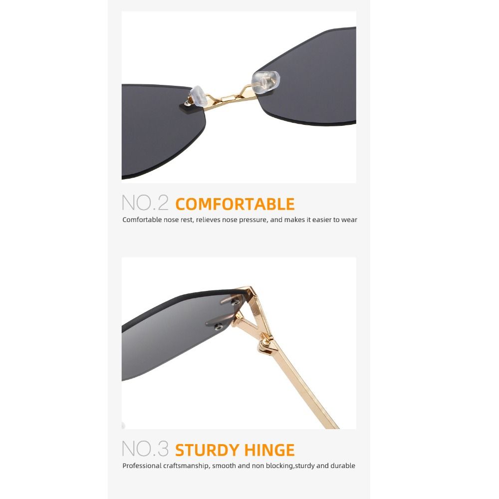 Солнцезащитные очки без оправы в стиле ретро с градиентом UV400, популярные металлические очки без оправы, квадратные солнцезащитные очки для мужчин и женщин