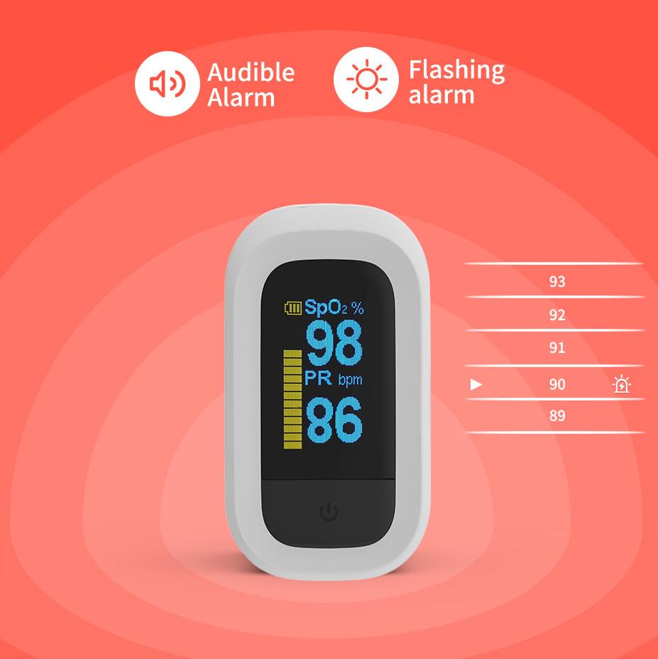 Пульсоксиметр на палец с кейсом для хранения (на батарейках)