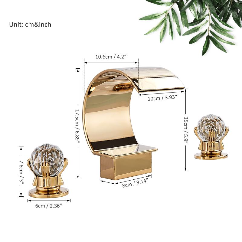 Золотой водопад кран для ванной комнаты кран хрустальная ручка широко распространенный смеситель для горячей и холодной воды Torneiras для кранов для раковины