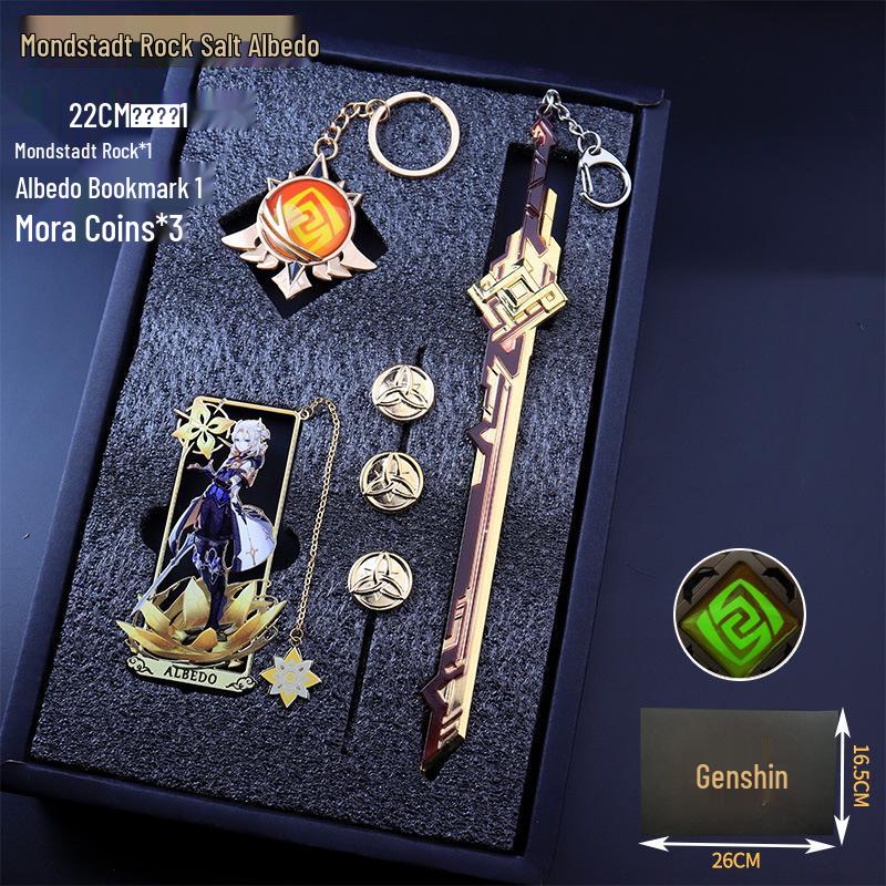 Genshin Impact Keychains, Bookmarks, Charms & Weapon Models Set - Ideal Gifts for Students