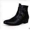 Men Spring Autumn Pointed Toe Height Increase Chelsea Ankle Boots Western High Top Casual Shoe PU Leather 2025