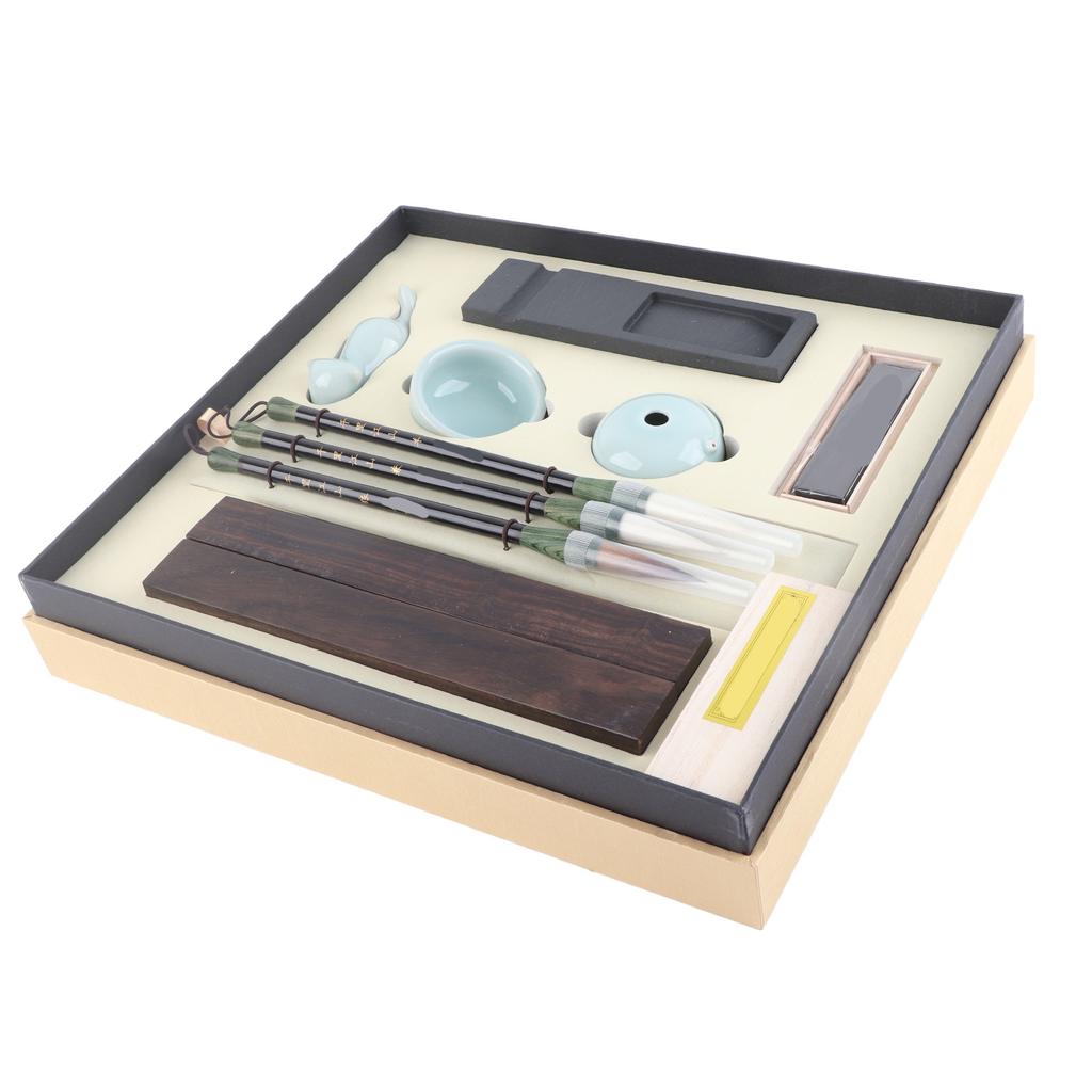 Набор для практики китайской каллиграфии, 4 сокровища для изучения, кисть, ручка, чернила, бумага, чернильный камень для подарка