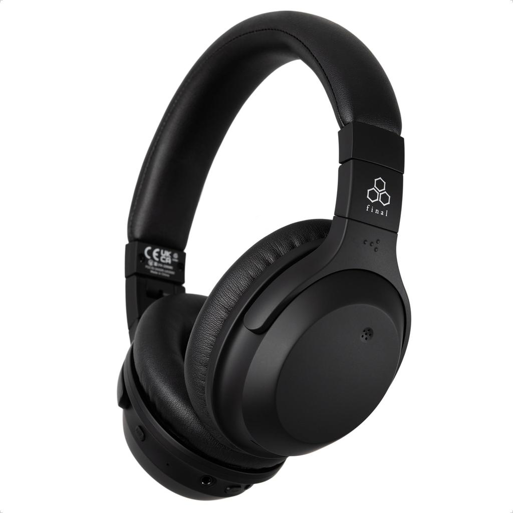 Final UX2000 Bluetooth Headphones with Noise Bluetooth Low 60h Playback Time Canceling, 5.3, Latency, (Black)