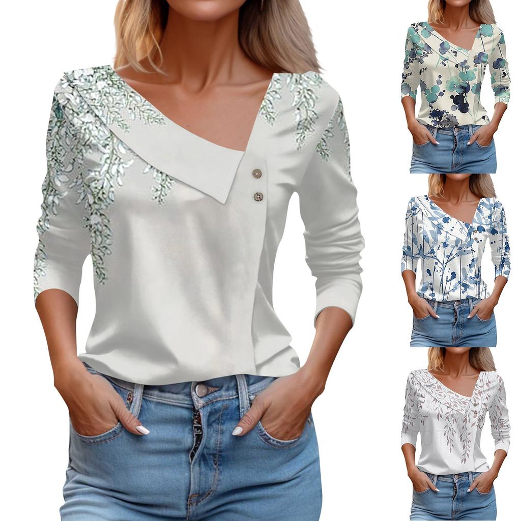 Женский повседневный модный пуловер с длинными рукавами и пуговицами с отворотом и V-образным вырезом