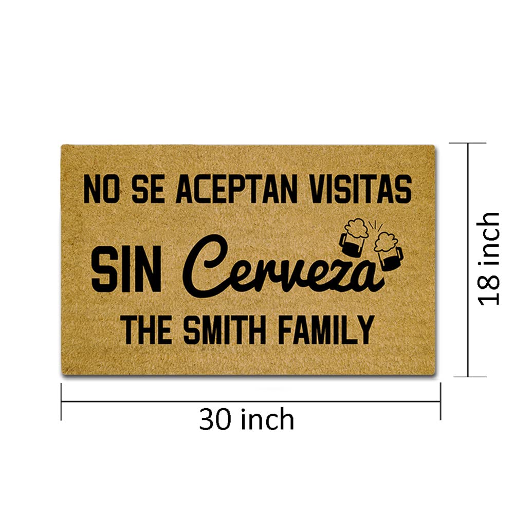 No Se Aceptan Visitas Sin Cerveza Door Mat  Family Name Doormat Non slip Rubber Back Floor Mat Decorative Rug Entrance