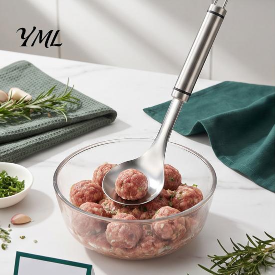 Food Grade Kitchen Utensils 2Pcs 304 Stainless Steel Meatball Maker, Non-Stick Scoop for Ice Cream Homemade Meatballs, Versatile Tool Fruit