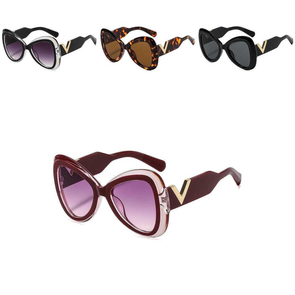 V Shape Butterfly Sunglasses With Uv400 Protection For Fashionable Outdoor Activities
