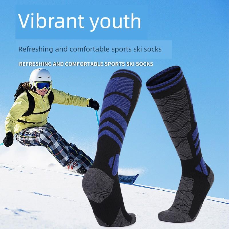Men's Ski Socks for Outdoor Sports, Thick and Comfortable, with Towel Bottoms, Long Tube, Merino Wool, Sweat-Absorbent, Warm, for Single and Double