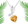 Heart-Shaped Citrine Ribbon Pendant with White Topaz Pendant Citrine Pendant