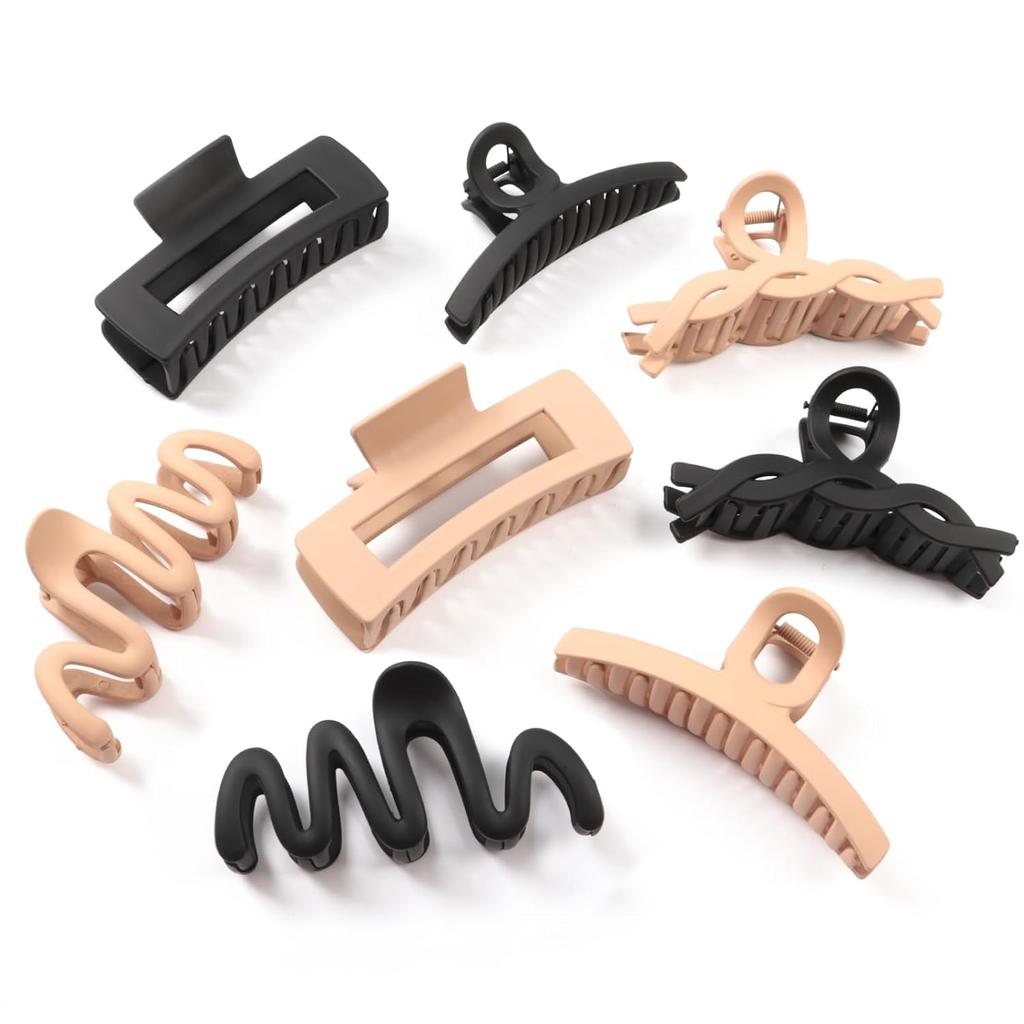 Matte Non-Slip Large Hair Clips for Women 8PCS (Neutral Colors) | Durable Claw Clips for Women/Girls | Gift-Ready Neutral Hair Accessories for Daily