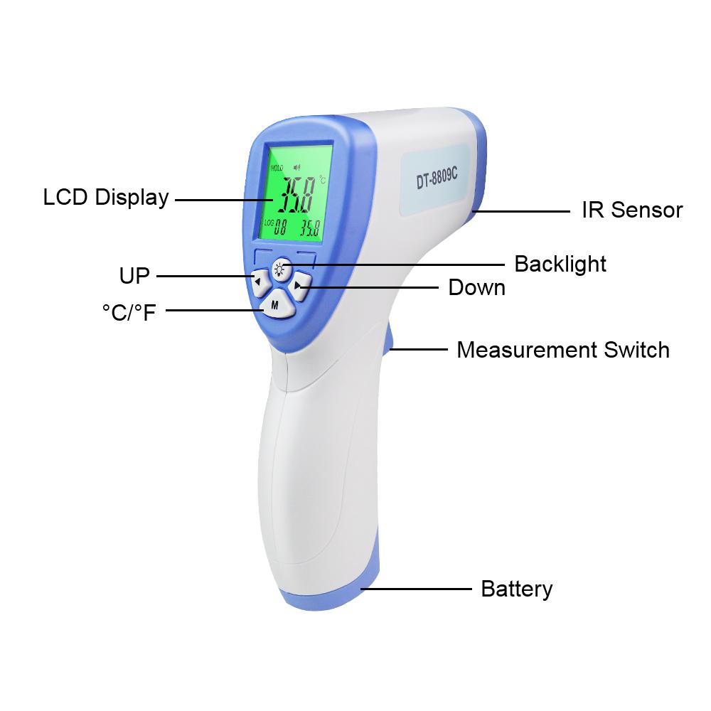 Цифровой бесконтактный термометр ИК-инфракрасный 32C ~ 42,9C 90-109,2 F ЖК-пистолет для лба, измеритель температуры
