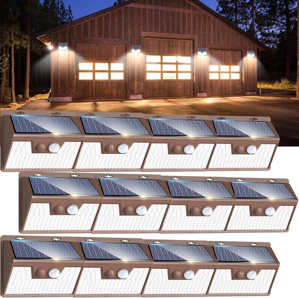 Outdoor Waterproof Solar Lights [12 Pack/140 LEDs], 3 Lighting Modes, Solar Motion Sensor Super Bright Yard Security Lights