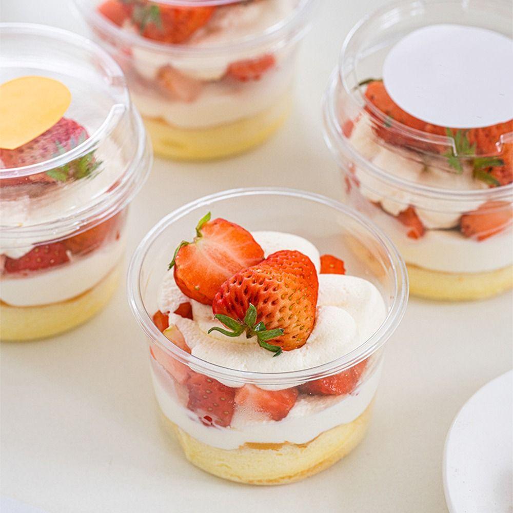 50Pcs Clear Plastic Disposable Salad Cups 150/250ml Disposable Packaging Box Dessert Tools