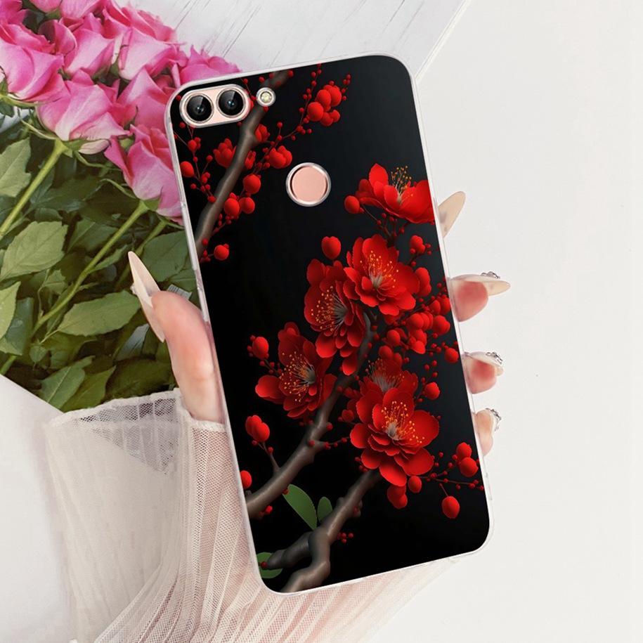 5.65" Case For Huawei P Smart 2018 Cover FIG-LX1 FIG-LX2 FIG-LX3 Funda New Stylish Flower Soft Slim Silicone Bumper PSmart Shell