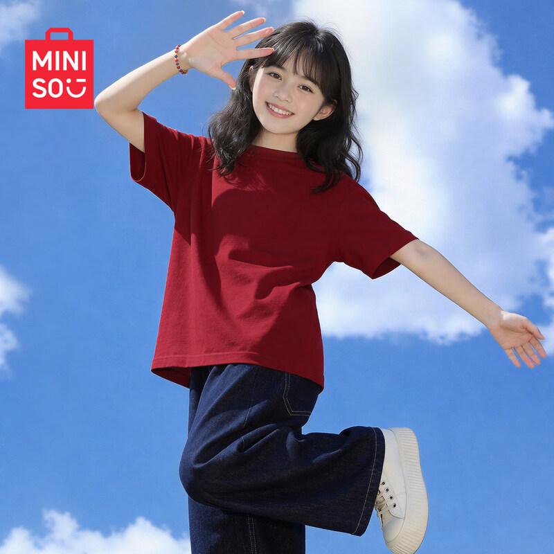 MINISO Girls' Summer 2026 Pure Cotton Short Sleeve T-Shirt