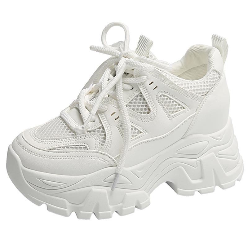Дышащие кроссовки на толстой платформе, женские, на шнуровке, с толстой подошвой, вулканизированные, женские, модные, в стиле пэчворк, нескользящие, повседневные туфли