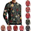 Men's Casual Button-Down Sweatshirt Fashion Printed Long Sleeve Shirt Pullover