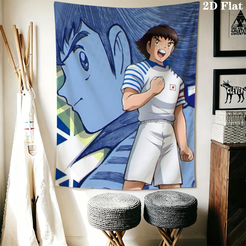 Captain Tsubasa Wall Tapestry Aesthetic Wall Hanging Printed Fabric Blanket Decorative Tapestries for Bedroom Living Room Home Decor