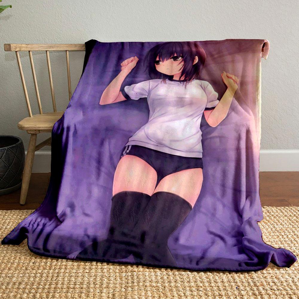 Anime Girl Print Blanket bedroom Blanket for Livingroom Couch lunch break Soft Cozy throw for Friend's festival Gift