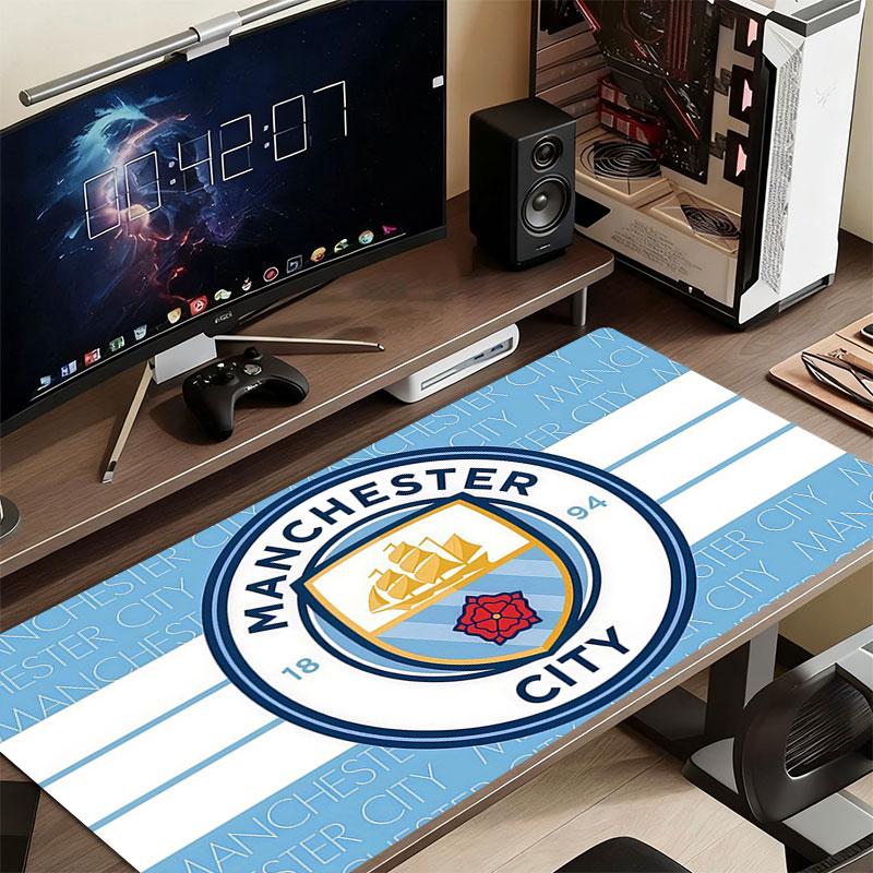 Коврик для мыши Man City, Большой игровой коврик для стола, Нескользящий XXL коврик для мыши для ноутбука и планшета, Игровой коврик для мини-ПК со прошитыми краями