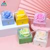 Macaron Color Jewelry Box with Soap Flower: Single Layer for Rings, Studs, Necklaces