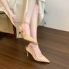 Fashion Pointed Patent Leather Hollow-out Baotou Sandals Women's New Pointed Toe Shallow Mouth Stiletto Temperament High Heels