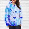 Womens Fashion Orange Butterfly Print Loose Hoodie Tops Blouse Sweatshirt Casual Long Sleeve Pullover Tops