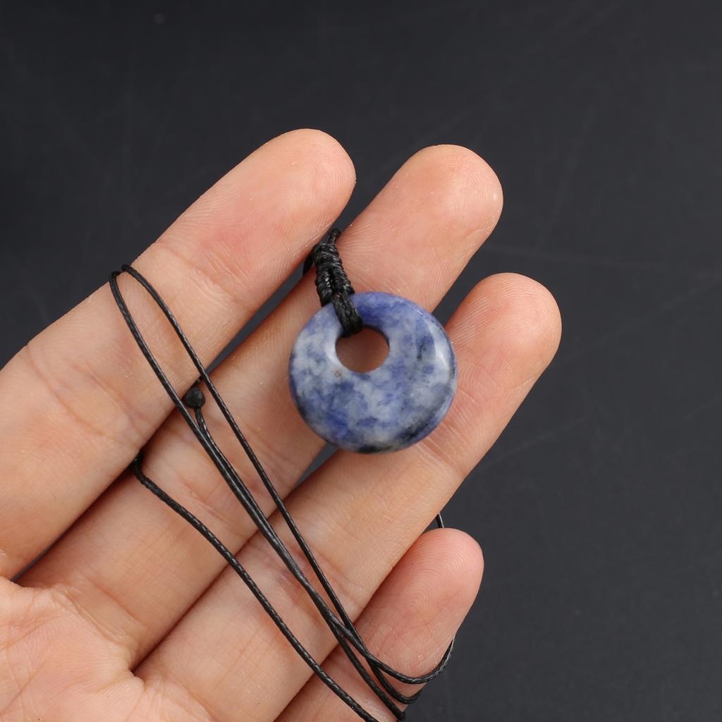 Новый стиль ожерелье натуральный камень белый нефрит/агат/лабрадорит ожерелье круглый кулон для женщин подарок на день рождения