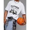 Father Mows Best T-Shirt White Lawn Tractor Graphic And Text For Father's Day Outdoor Activities