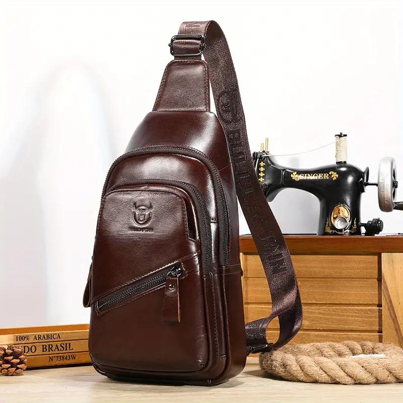 BULLCAPTAIN Мужская кожаная нагрудная сумка, многофункциональная сумка-мессенджер с USB-зарядкой большой емкости, модная повседневная сумка-мессенджер