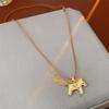 Titanium Steel Horse Pony Tassel Pendant Necklaces Women Mujer Adjusting Long Rope Sweater Chain Neck Accessories Gifts