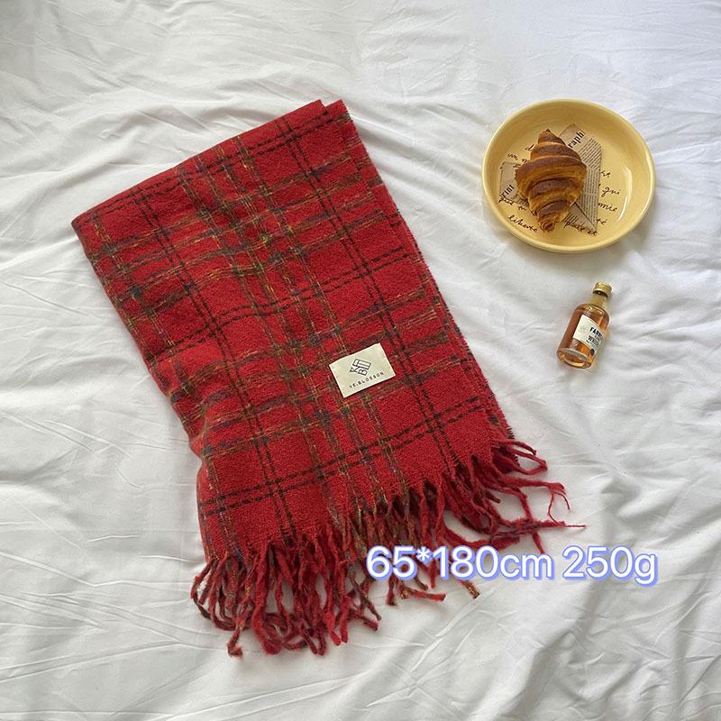 [Dai Green] New Atmosphere Christmas Red Grid Soft Waxy Matching Gift Scarf High-end Style Fashion Scarf
